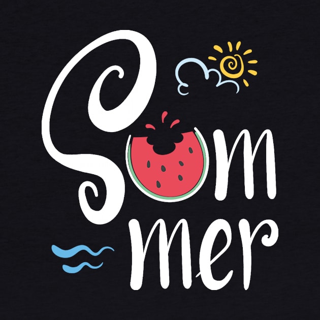 Cute Summer With The Sun And Watermelon by Artmoo